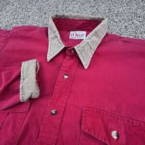 Orvis Shirt Mens XL Red Vintage Corduroy Long Sleeve Button Down Work Shirt Hunt